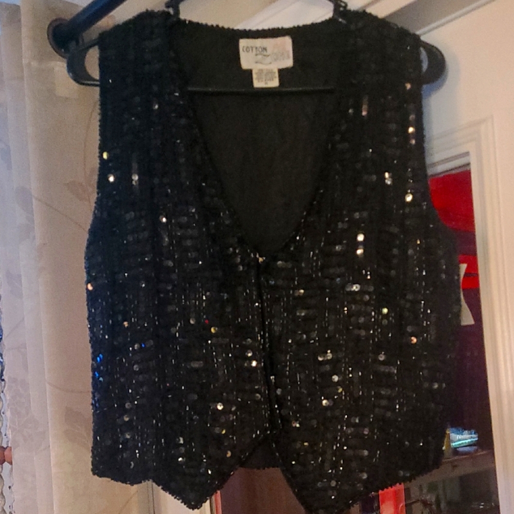 Cotton Zone- Shimmering Black Bead &  Sequin Vest